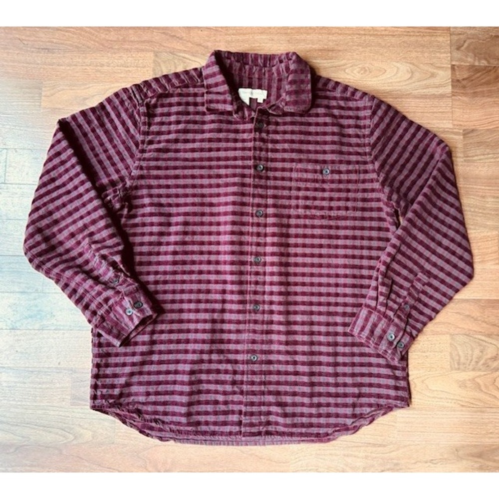 Territory Ahead Mens Long Sleeve Shirt Checkered Textured Velvet Velour XL‎ EUC
